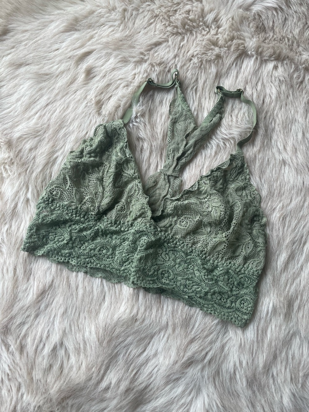Anthropologie Moss Green Lace Bralette